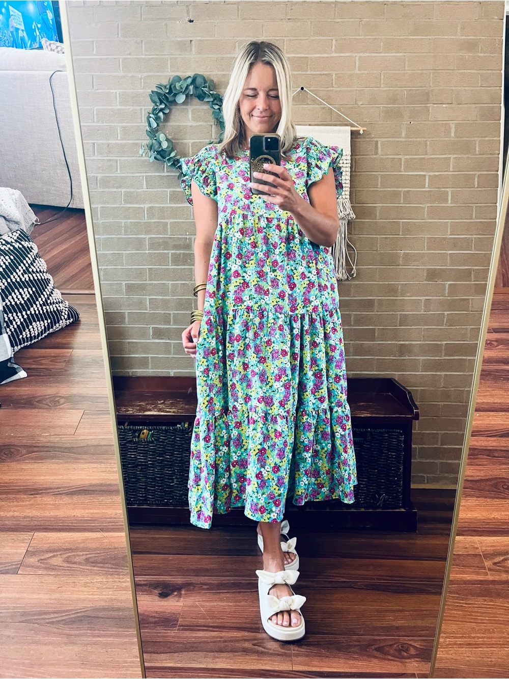 Floral Ruffle Sleeve Dress - Multicolor - Picture 5 of 5